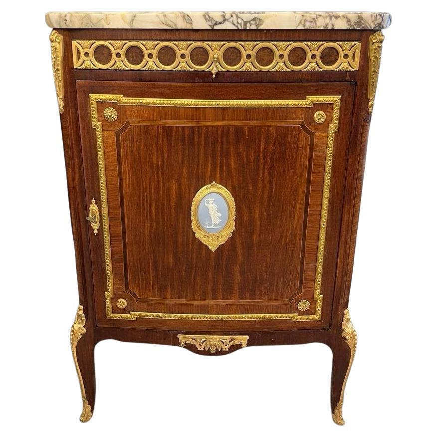 19th Century Louis XV-Style Marquetry Sideboard with a Wedgwood Plaque For Sale