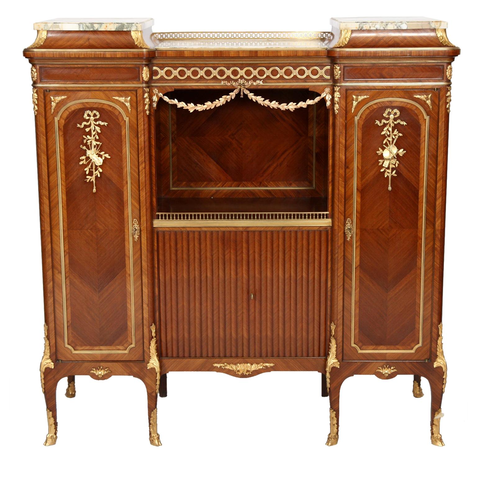 19th Century Louis XV Style Music Cabinet Signed Francois Linke
