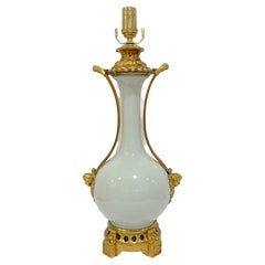 Antique 19th Century Louis XV Style Ormolu Mounted Celadon Porcelain Lamp