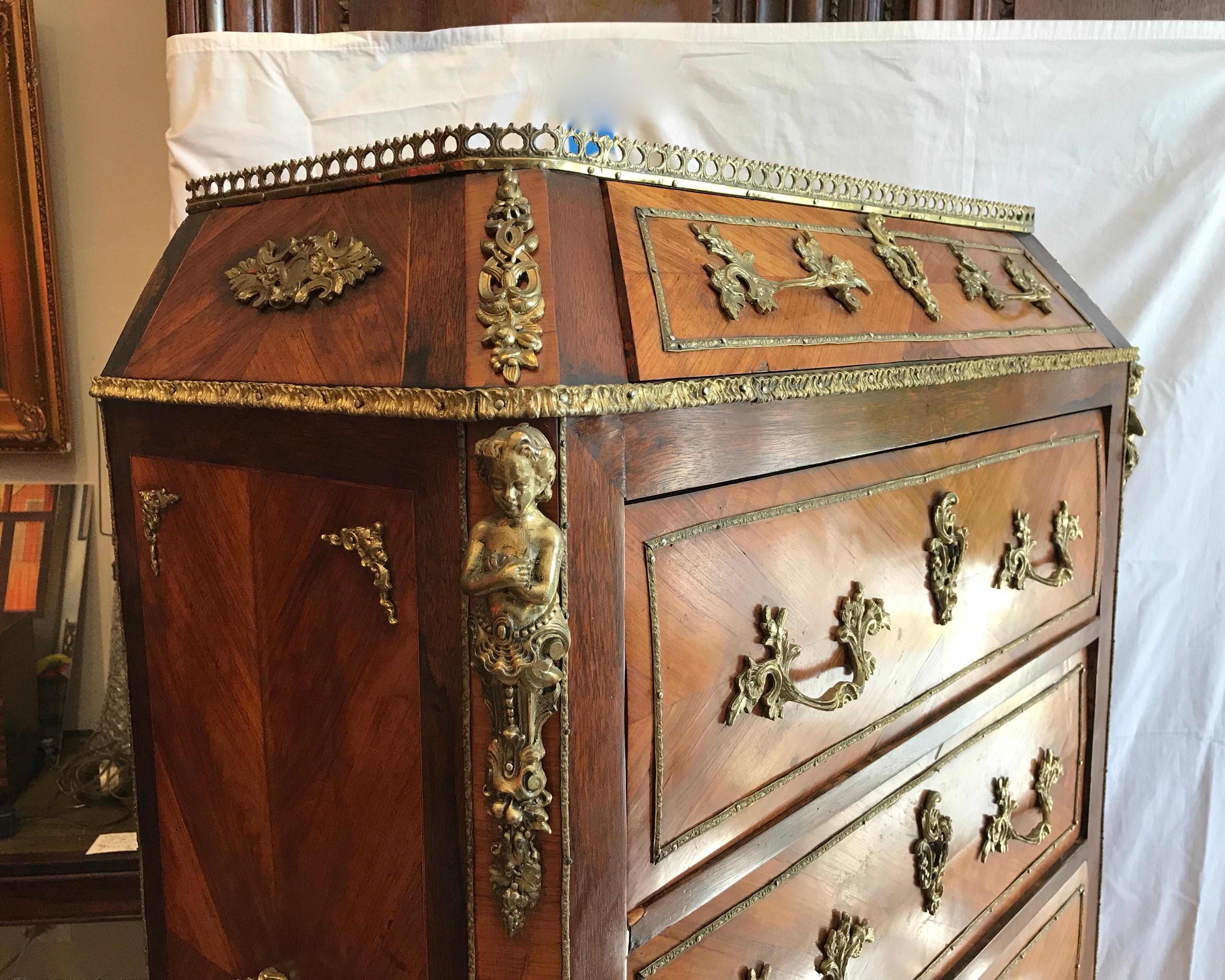 19th Century Louis XV Style Ormolu-Mounted Kingwood Lingerie Chest 1
