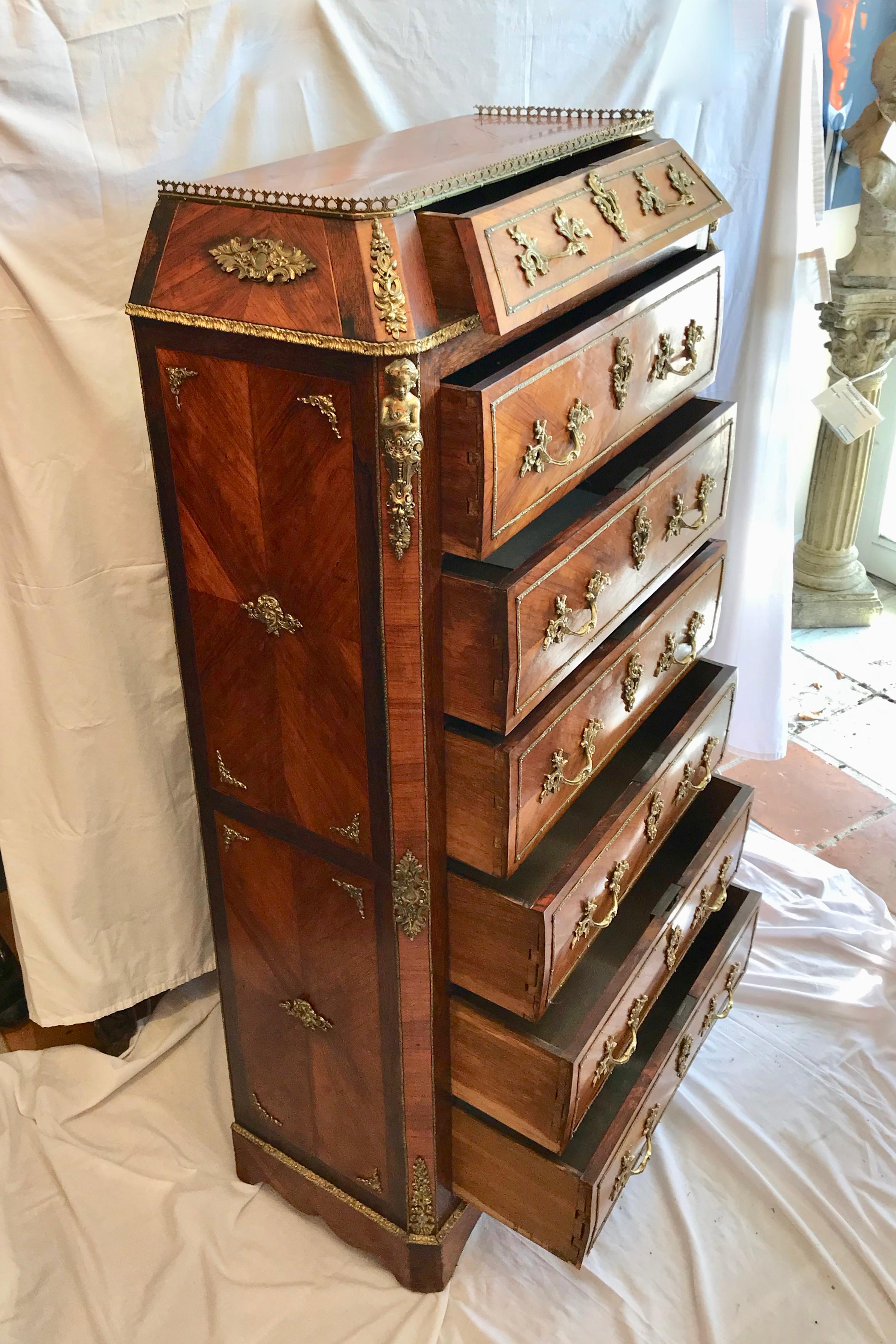 19th Century Louis XV Style Ormolu-Mounted Kingwood Lingerie Chest 3