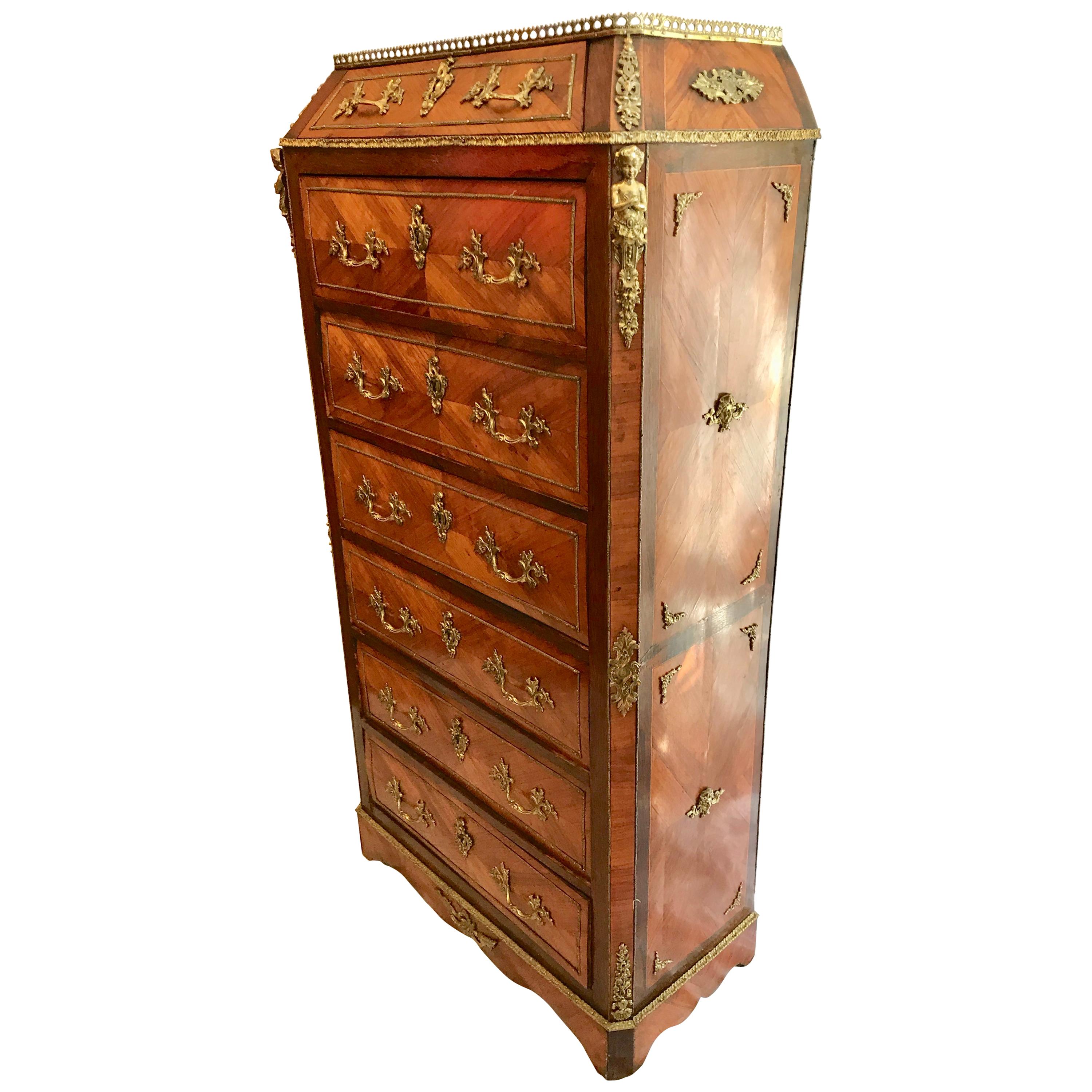 19th Century Louis XV Style Ormolu-Mounted Kingwood Lingerie Chest