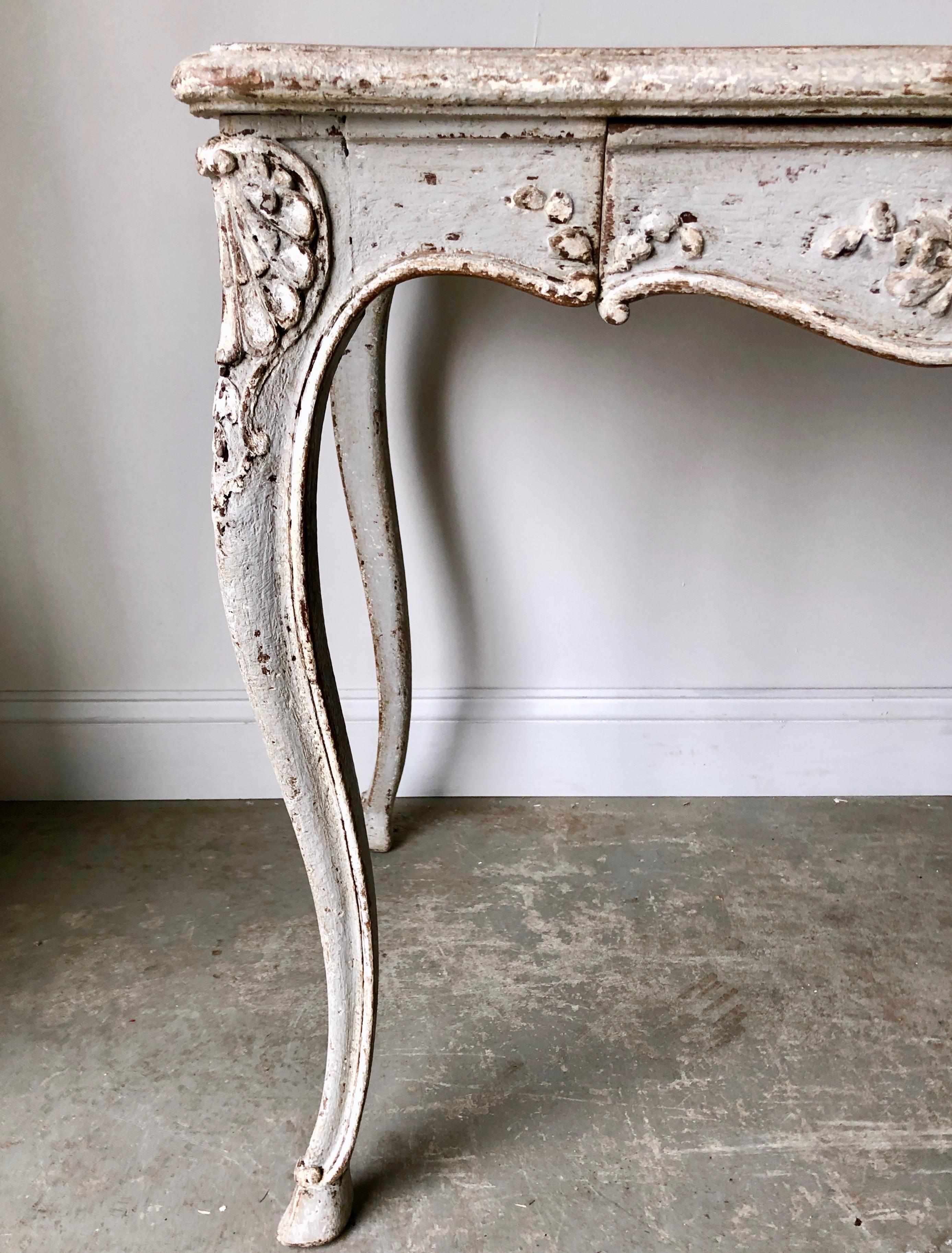 19th Century Louis XV Style Painted Centre Table with Drawer 5