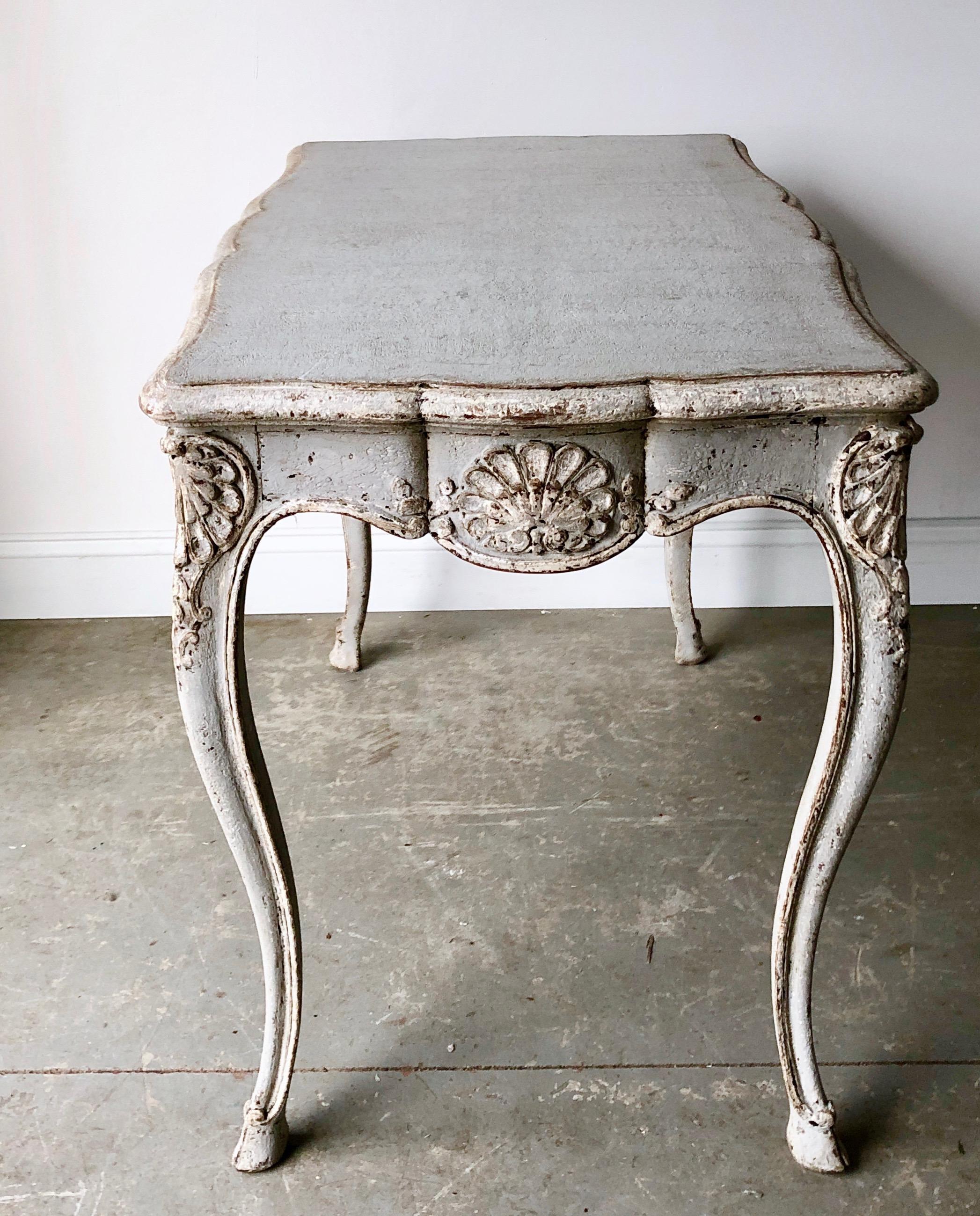 Oak 19th Century Louis XV Style Painted Centre Table with Drawer