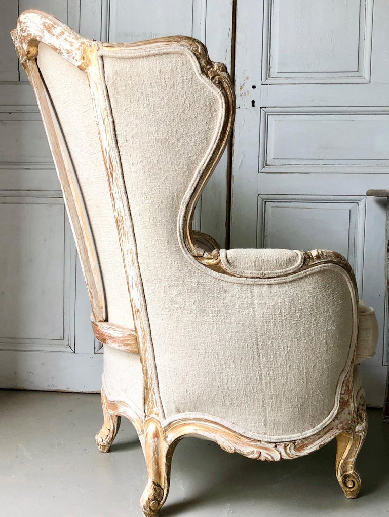 19th Century Louis XV Style Painted French Bergère at 1stDibs