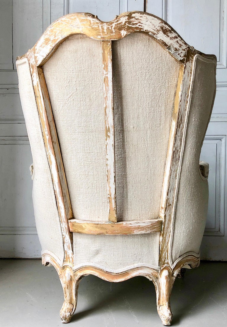 19th Century Louis XV Style Painted French Bergère at 1stDibs