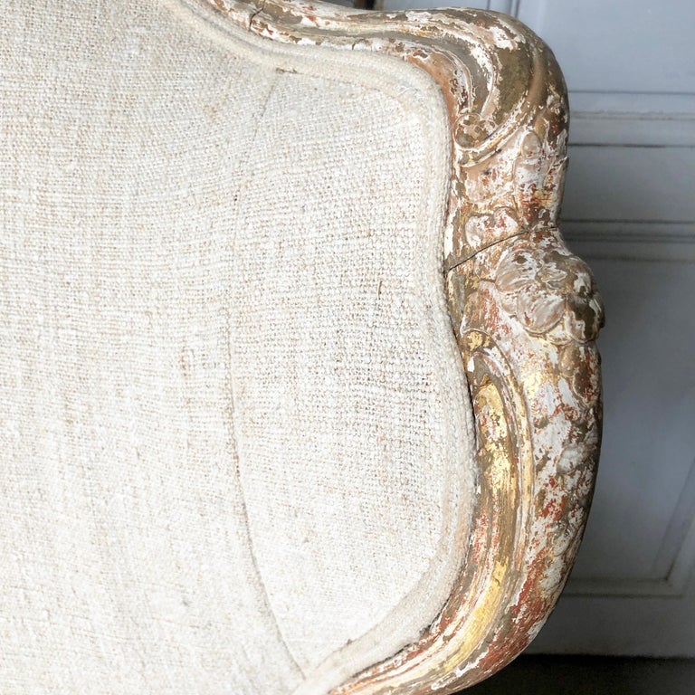 19th Century Louis XV Style Painted French Bergère at 1stDibs