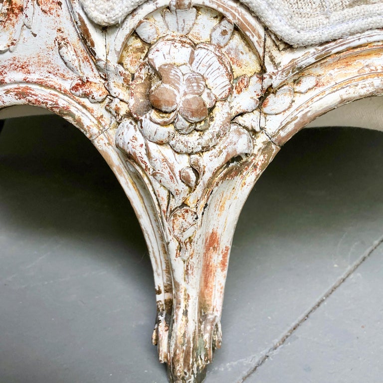 19th Century Louis XV Style Painted French Bergère at 1stDibs