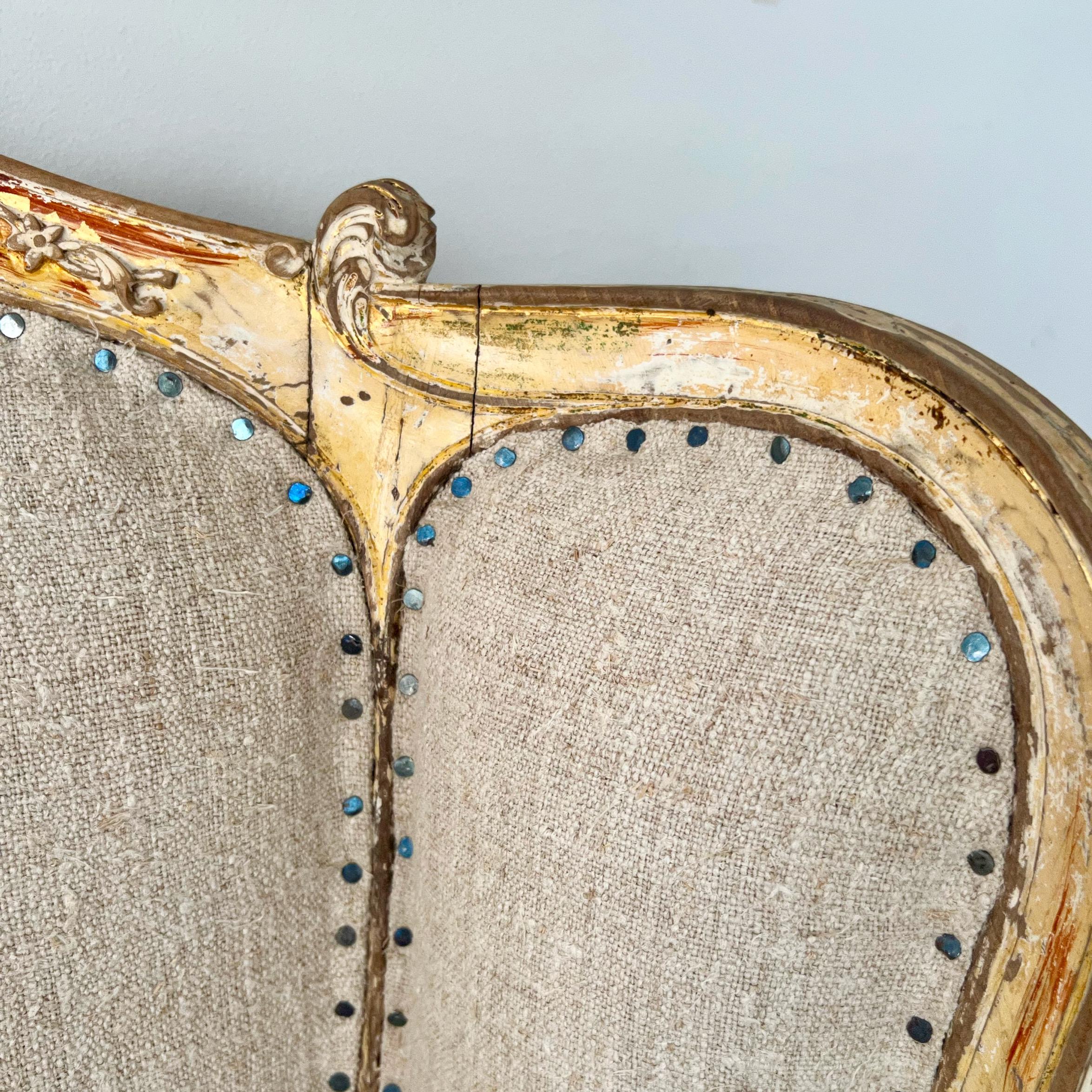 19th Century Louis XV Style Painted French Bergère For Sale 3