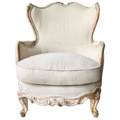 bergère française peinte de style Louis XV du 19ème siècle