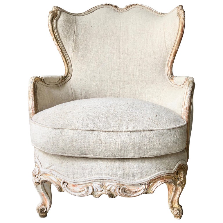 19th Century Louis XV Style Painted French Bergère at 1stDibs