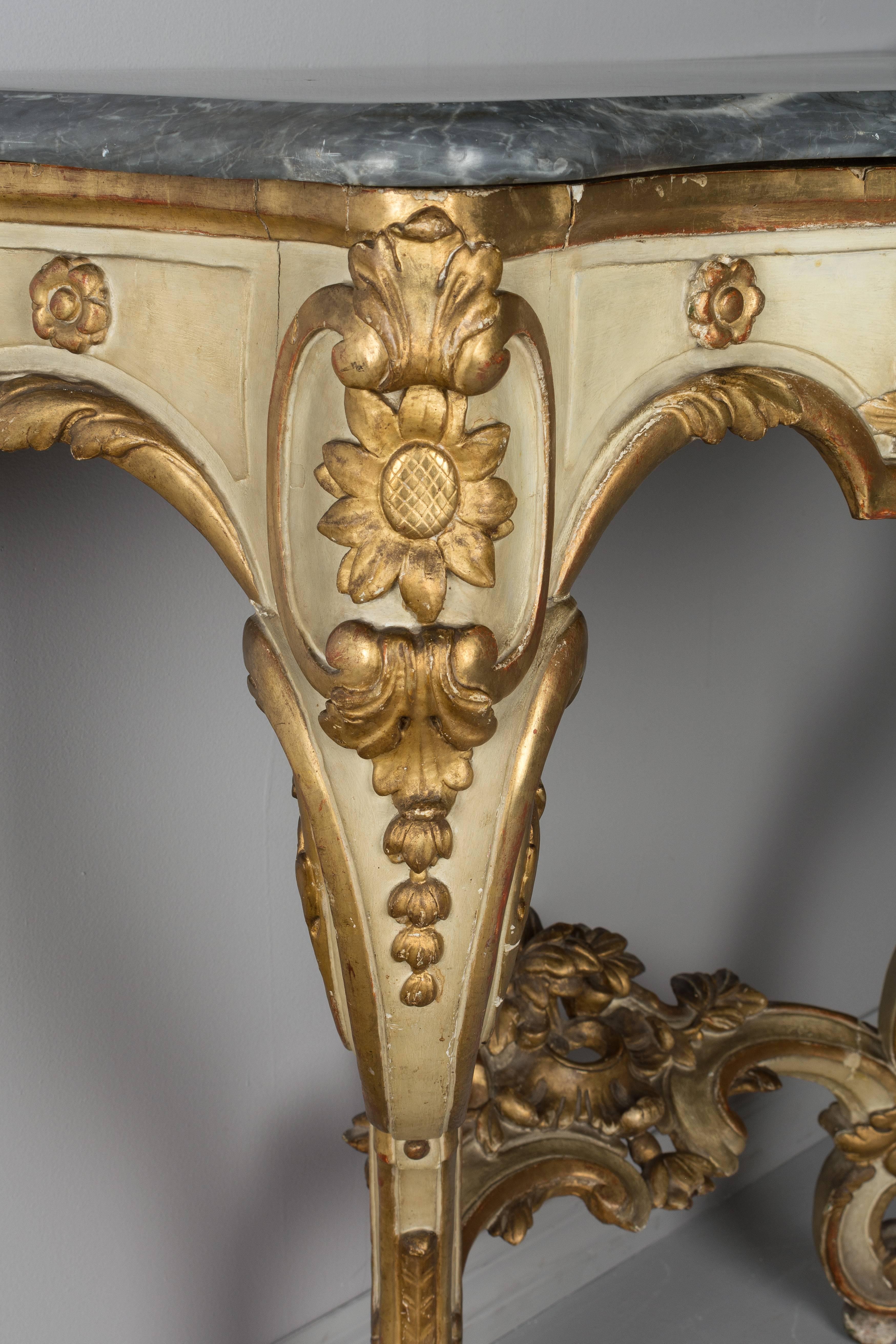 19th Century Louis XV Style Parcel-Gilt Console In Excellent Condition In Winter Park, FL