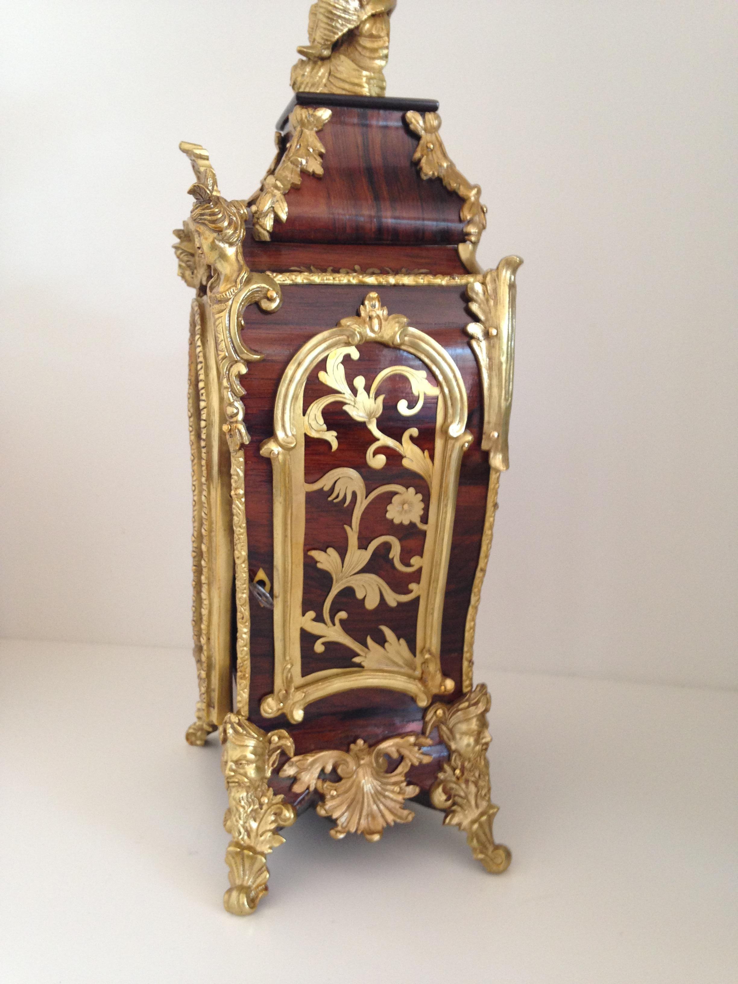 Louis XV Style Rosewood Mantel Clock, Raingo Freres, Paris, 19th Century In Good Condition For Sale In Melbourne, Victoria