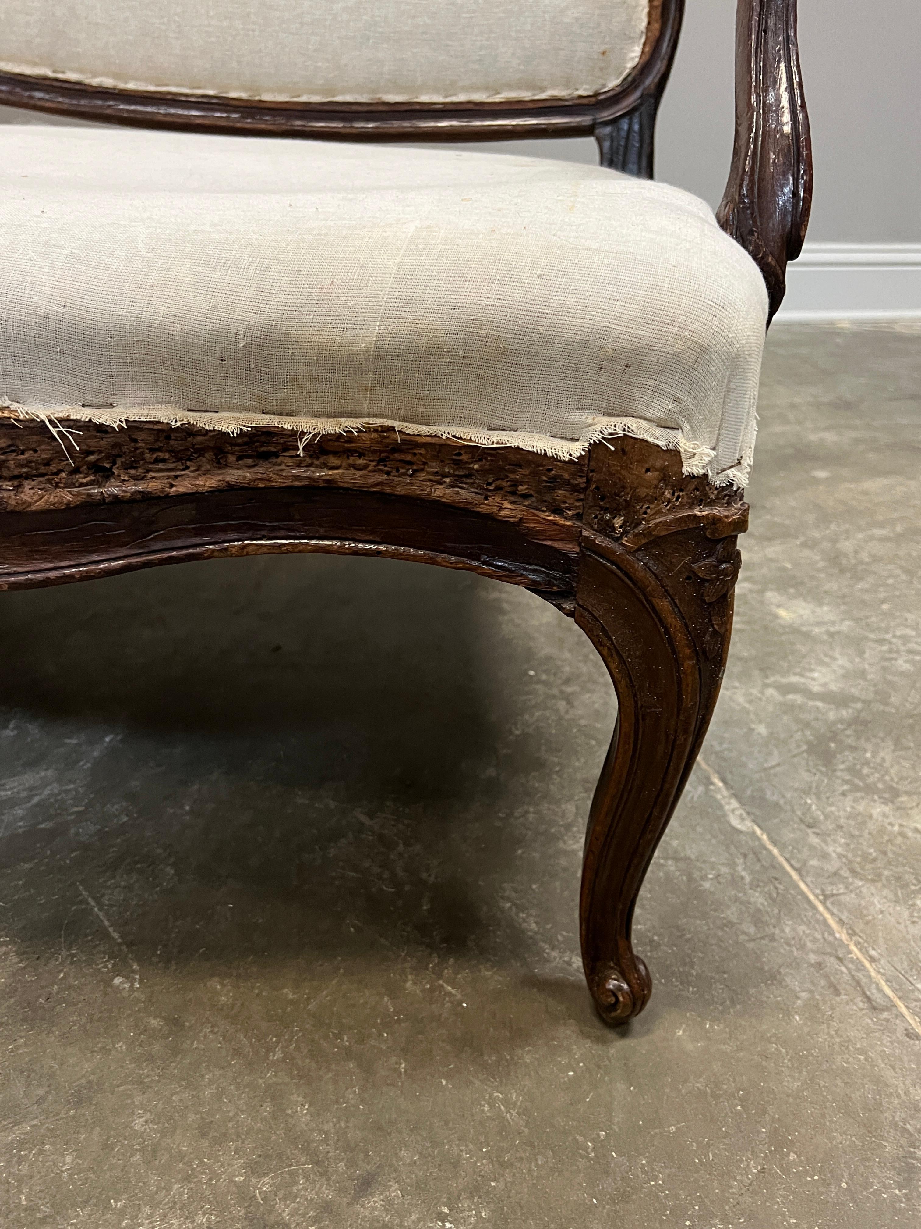 Wood 19th Century Louis XV style settee For Sale