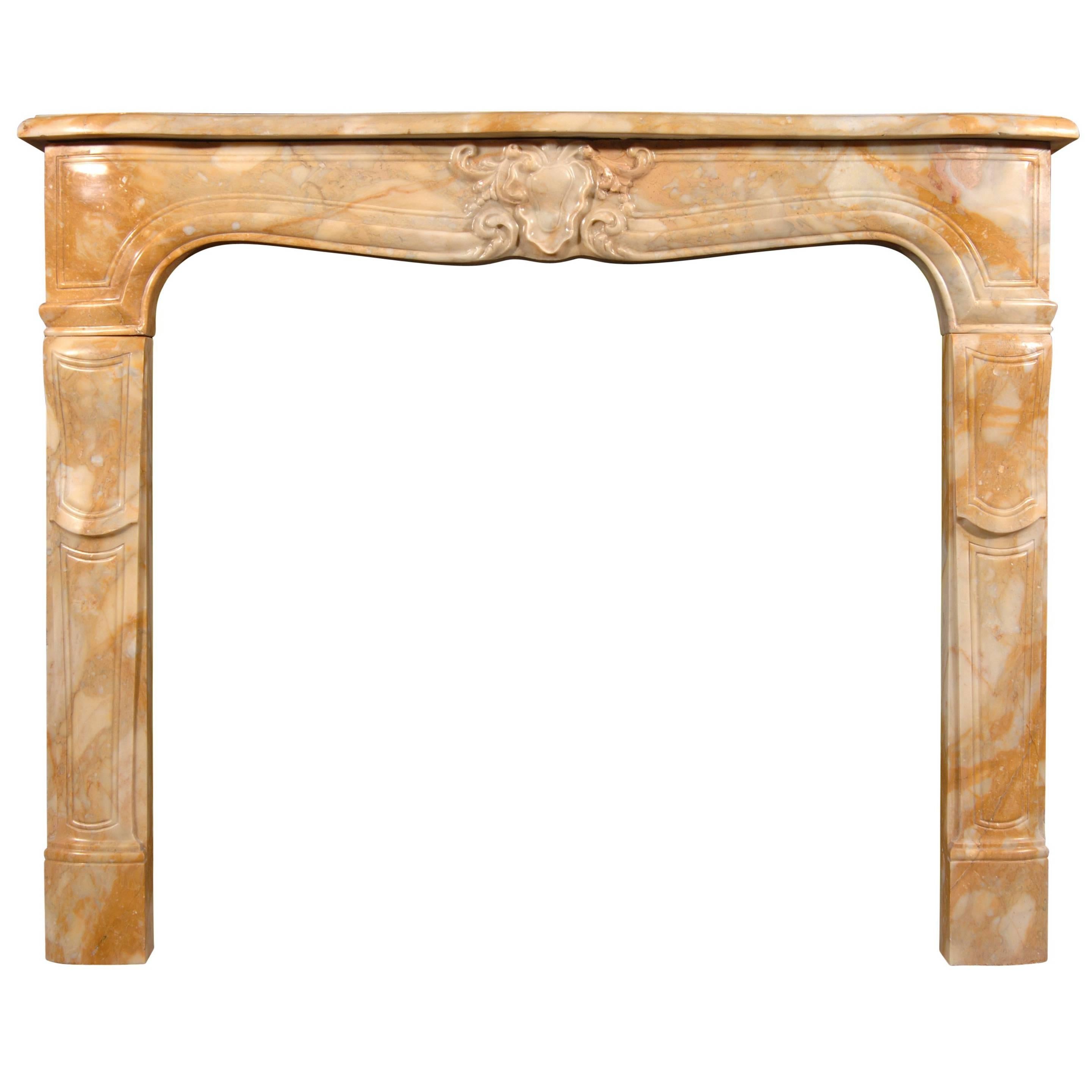 19th Century Louis XV Style Sienna Marble Fireplace