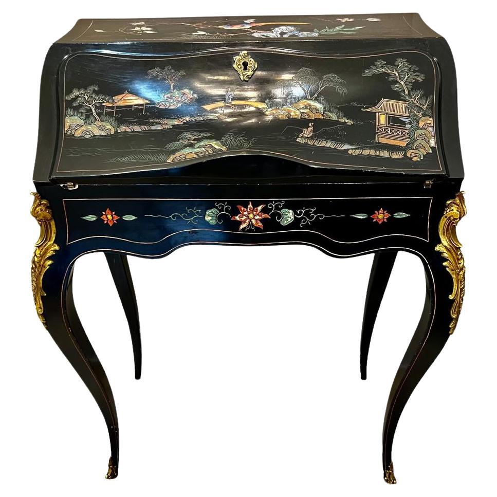 19th Century Louis XV Style Slant Front Desk in Coromandel Lacquer  For Sale