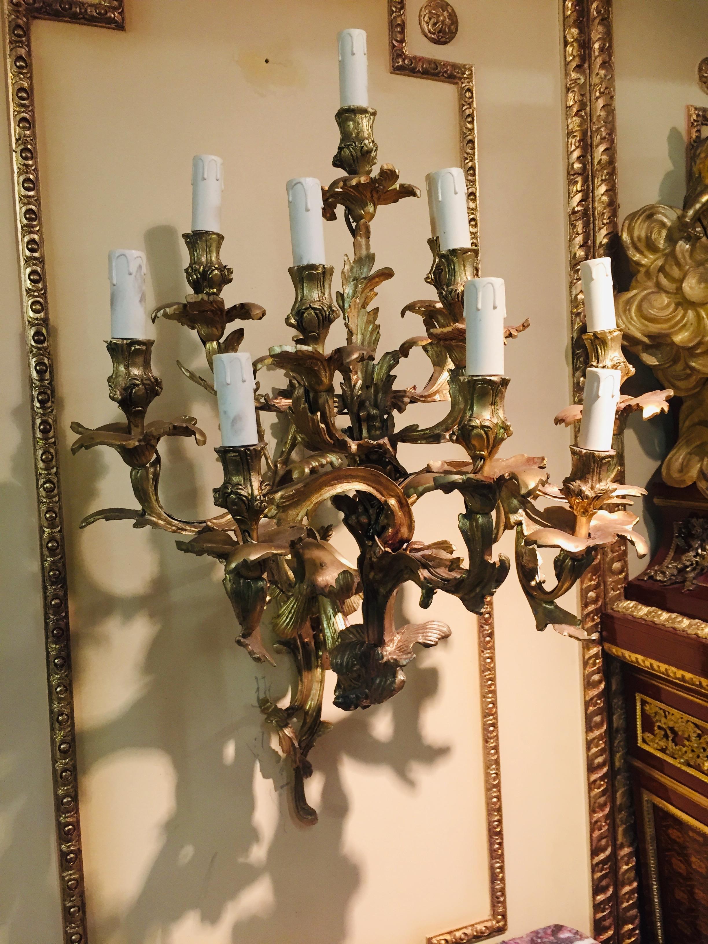 French 19th Century Louis XV Style Ten-Lighted Luminaire Wall Light