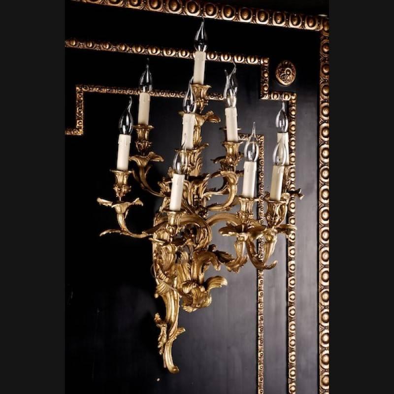 Aplique de diez luces estilo Luis XV del siglo XIX Bronce en venta
