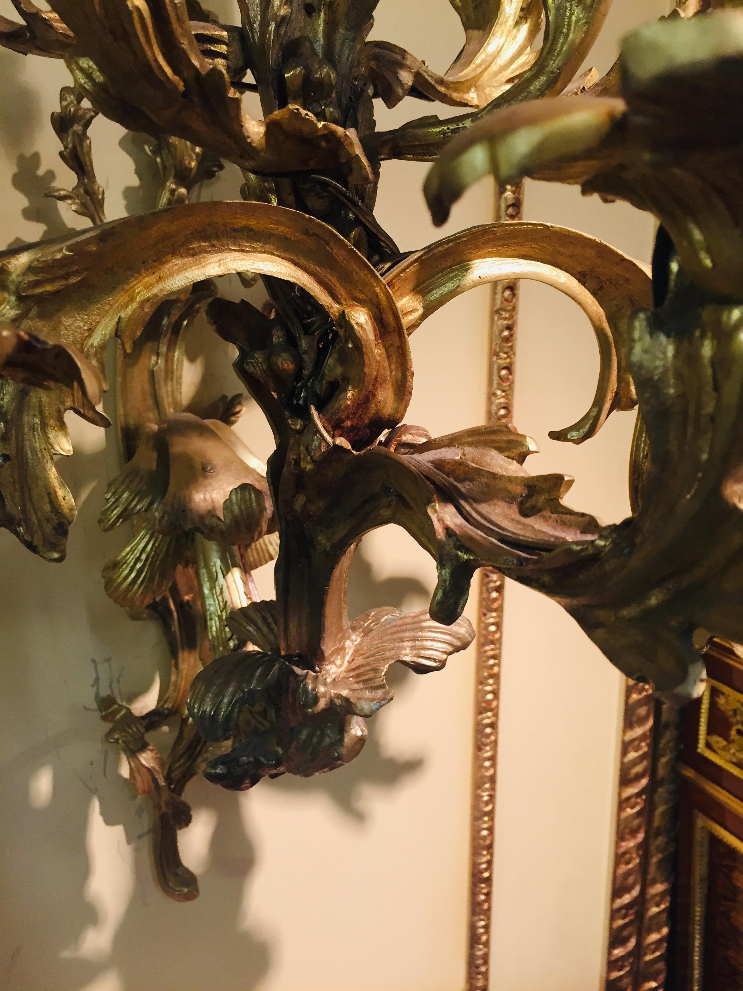 19th Century Louis XV Style Ten-Lighted Luminaire Wall Light Bronze Gilt In Good Condition For Sale In Berlin, DE
