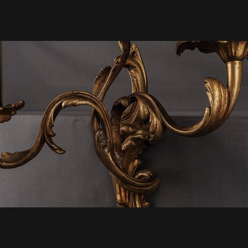 Bronze 19th Century, Louis XV Style Three-Lighted Luminary Wall Light For Sale