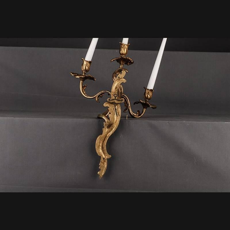 19th Century, Louis XV Style Three-Lighted Luminary Wall Light For Sale 3