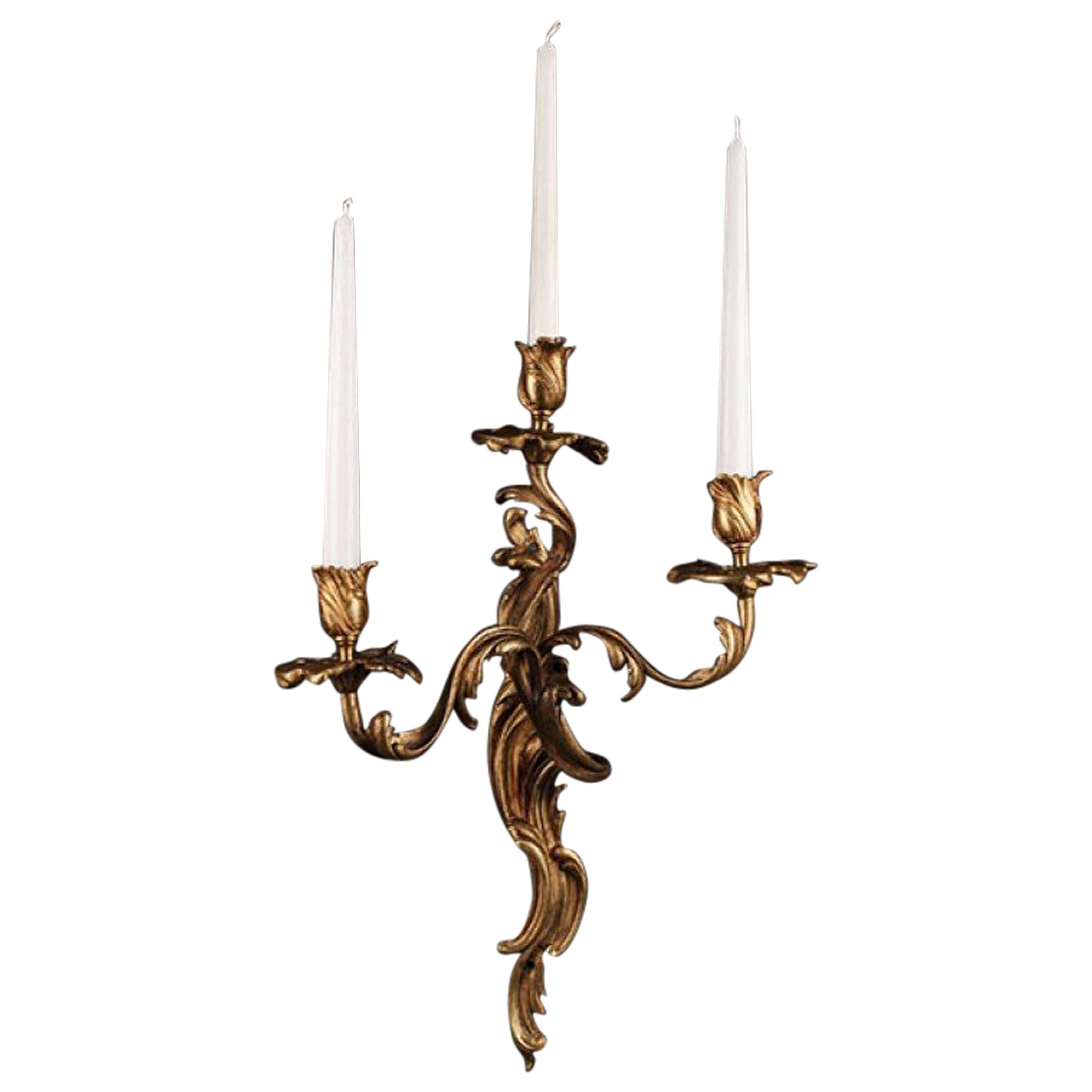 19th Century, Louis XV Style Three-Lighted Luminary Wall Light For Sale