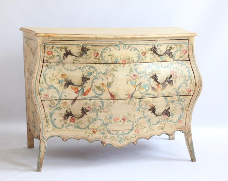 19th Century Louis XV Style Painted Bombe Chest Of Drawers For