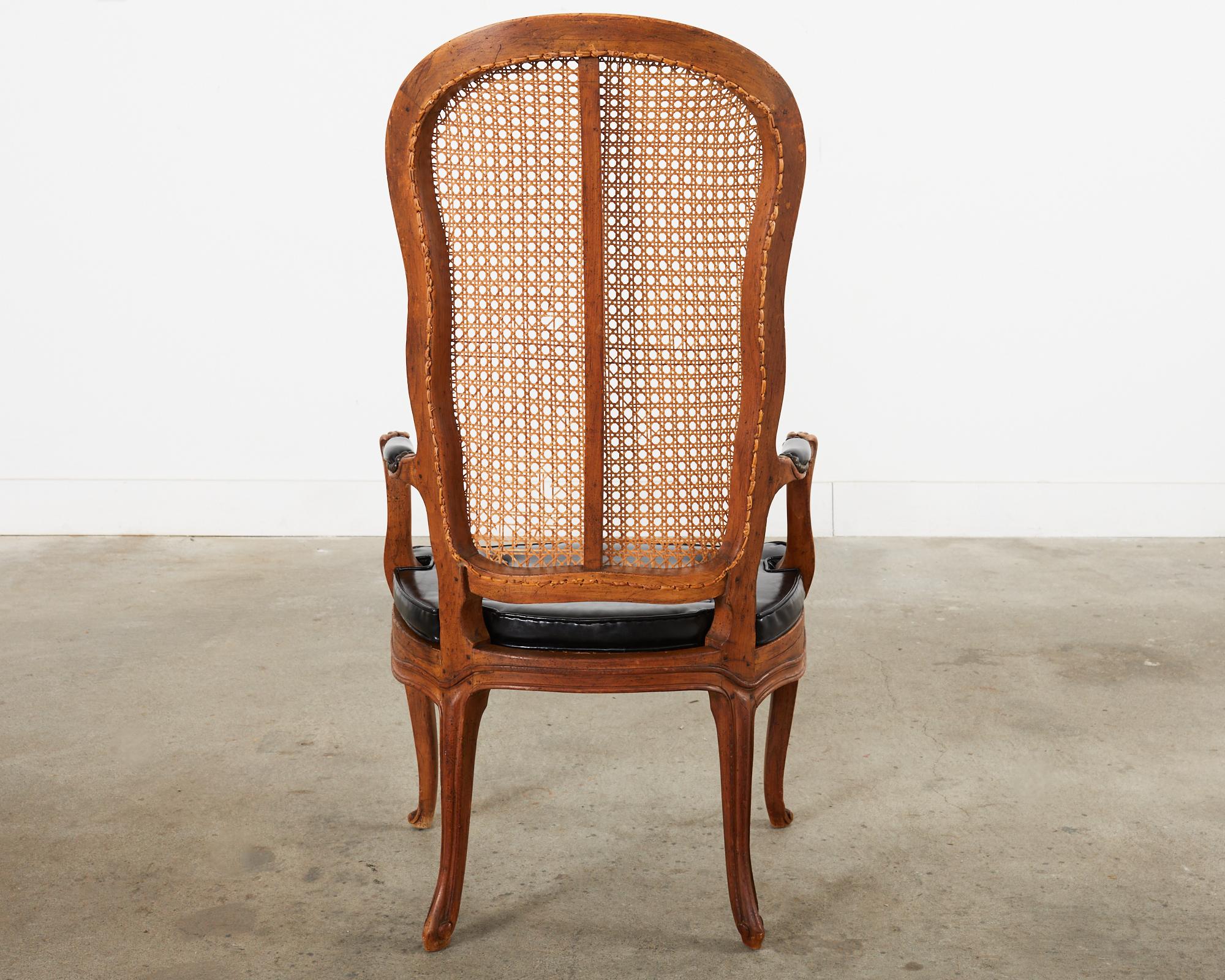 19th Century Louis XV Style Walnut and Cane Fauteuil Armchair For Sale 12