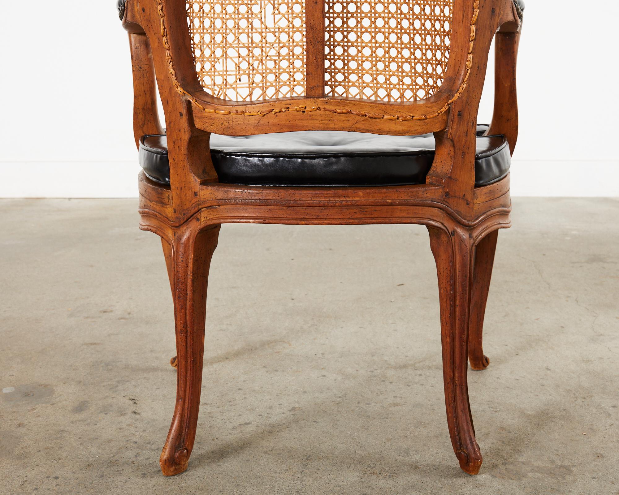 19th Century Louis XV Style Walnut and Cane Fauteuil Armchair For Sale 13