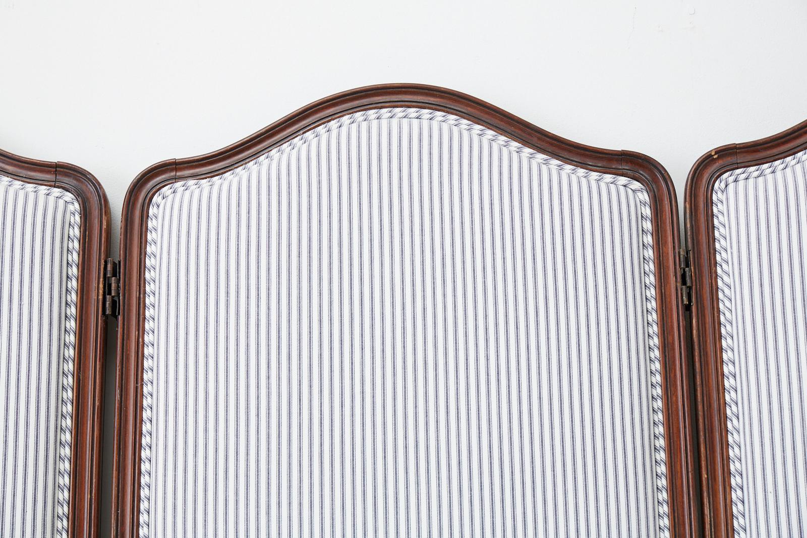 Hand-Crafted 19th Century Louis XV Style Walnut Three-Panel Folding Screen