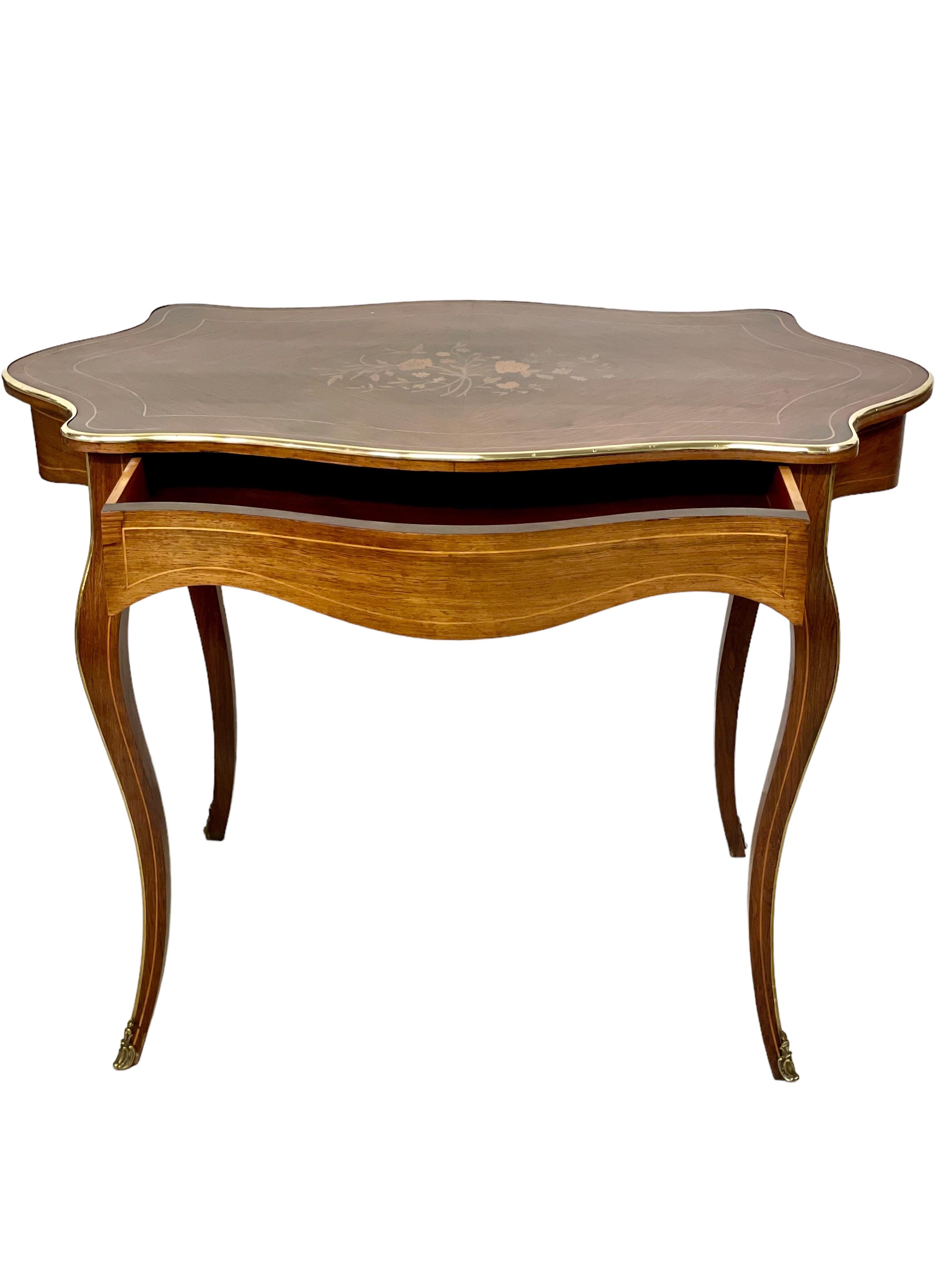Inlay 19th Century Louis XV Style Writing Desk or Center Table For Sale