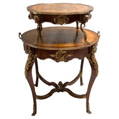 Antique 19th Century Louis XV Two-Tier Parquetry Dessert Table