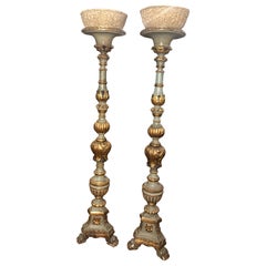 19th Century Louis XV Venetian Lacquer Gilt Torchères, circa 1880s