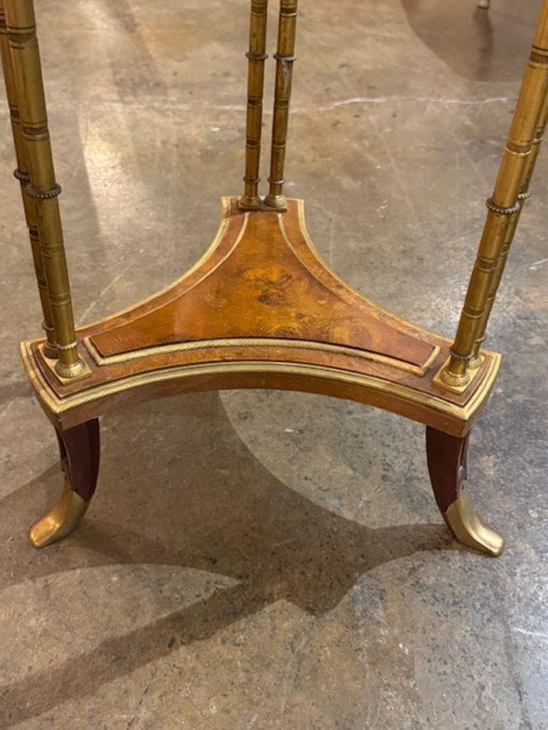 Bronze 19th Century Louis XVI Bamboo Form Side Table with Inset Marble Top For Sale