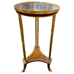 19th Century Louis XVI Bamboo Form Side Table with Inset Marble Top