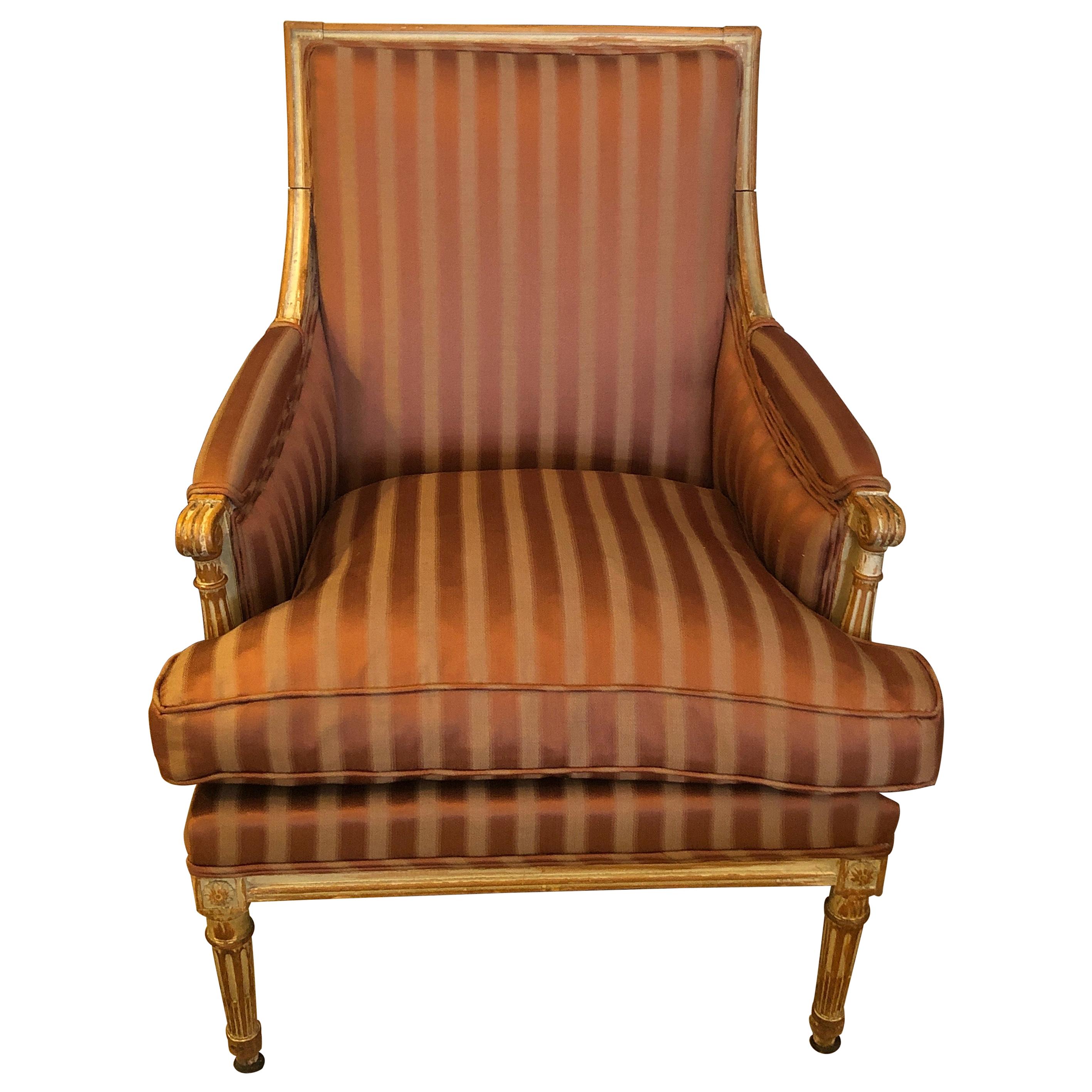 19th Century Louis XVI Bergère Club Chair with Rose Tarlow Upholstery