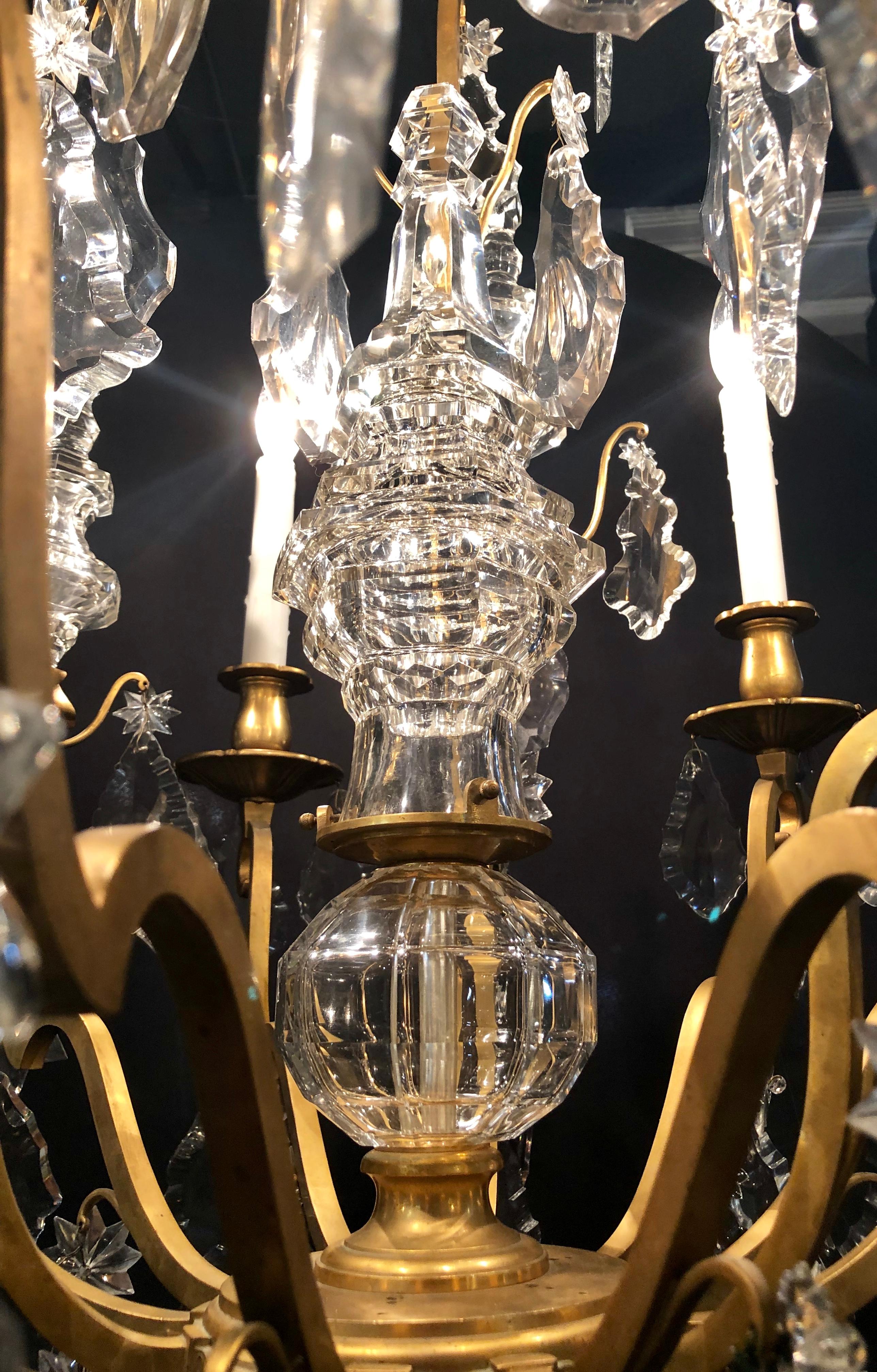 19th Century Bronze and Large Crystal Palatial Chandelier  For Sale 7