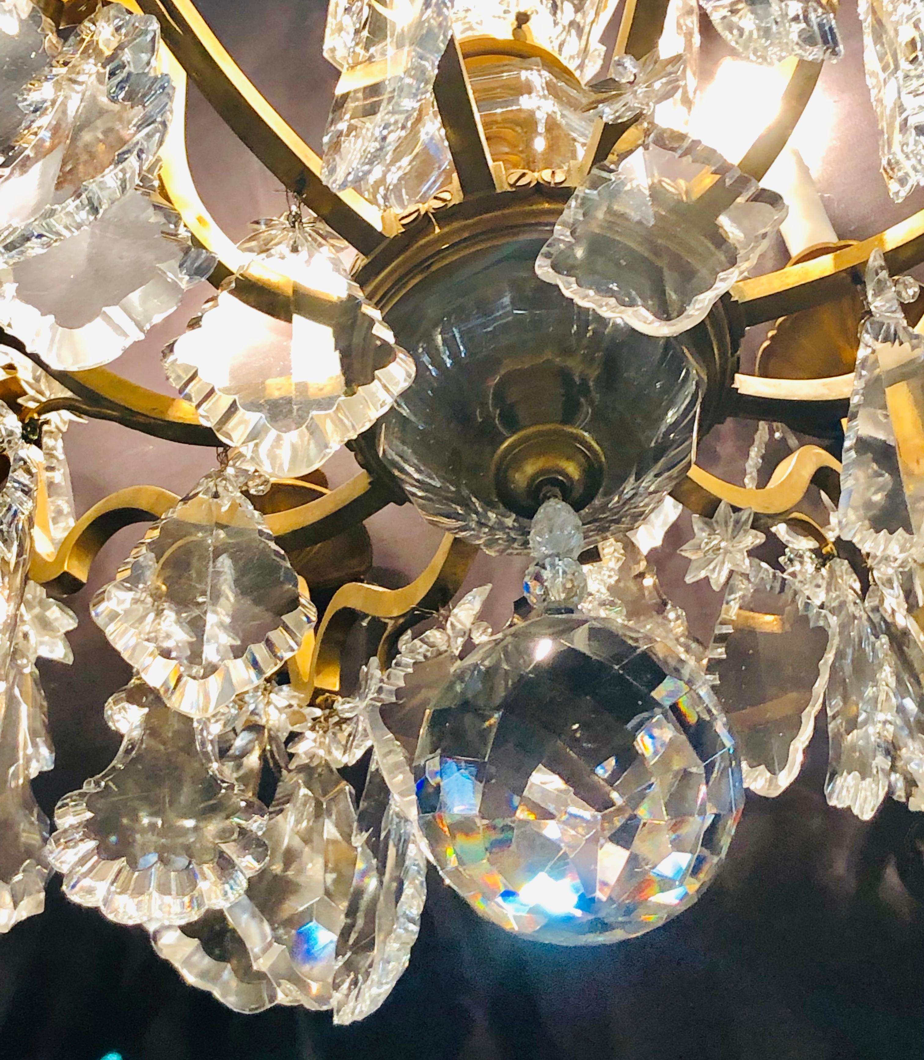 19th Century Bronze and Large Crystal Palatial Chandelier  For Sale 12