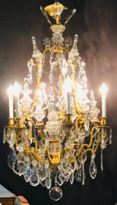 19th Century Bronze and Large Crystal Palatial Chandelier