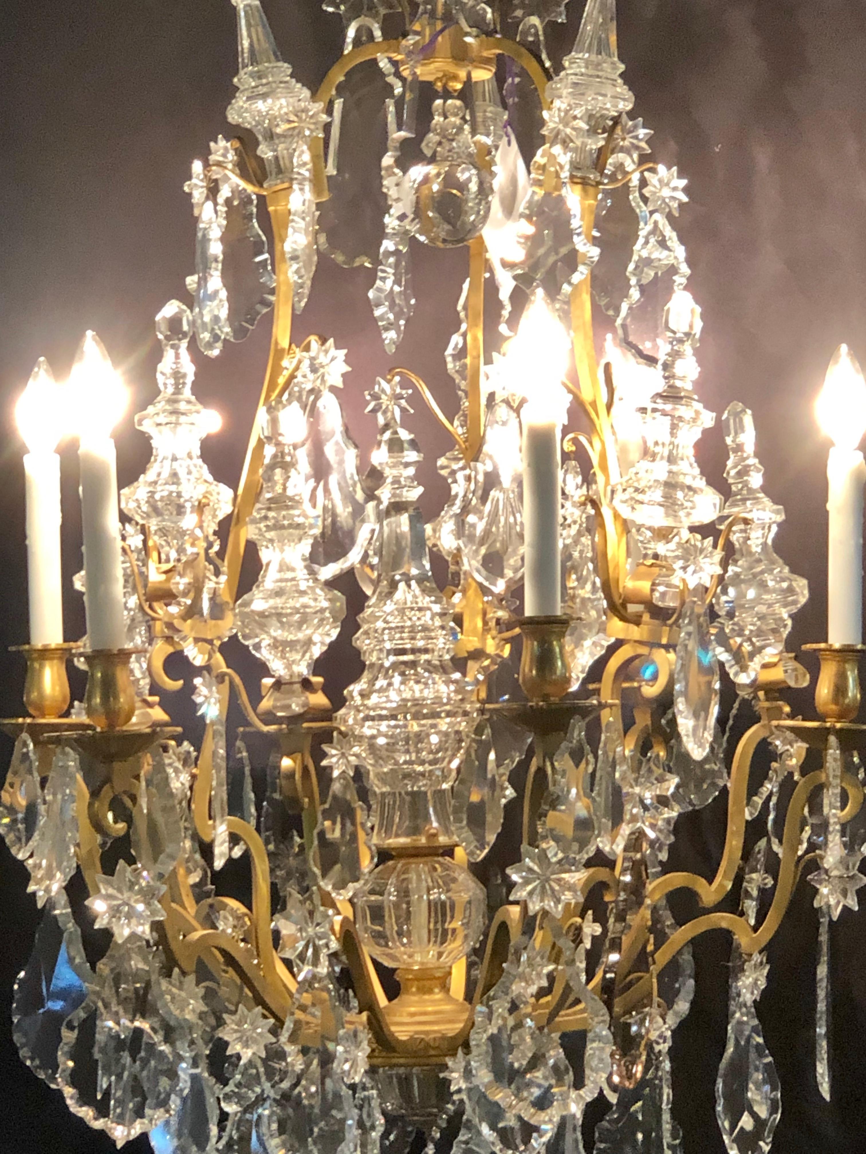 French 19th Century Bronze and Large Crystal Palatial Chandelier  For Sale