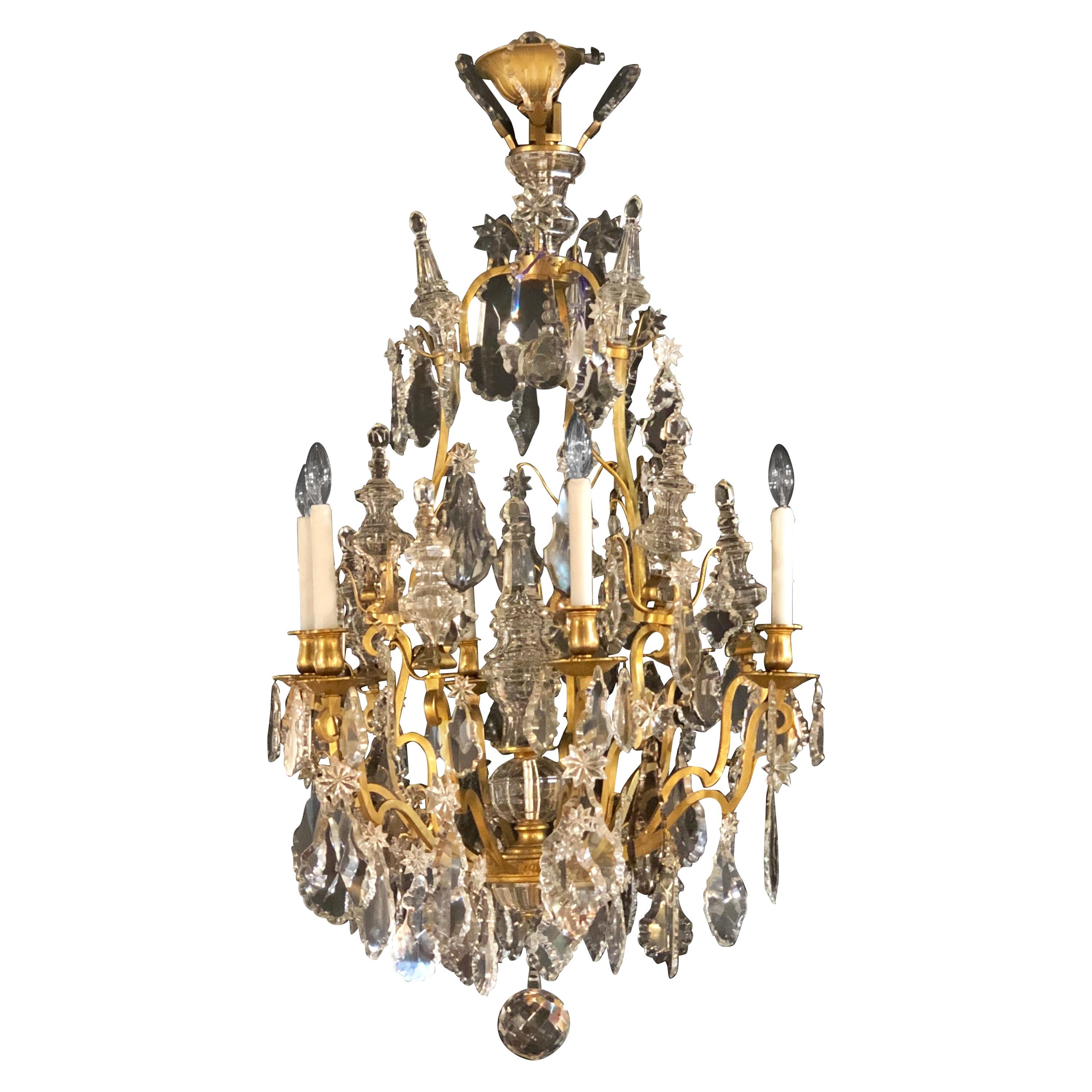 19th Century Bronze and Large Crystal Palatial Chandelier 