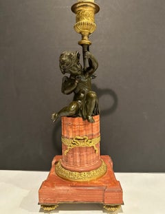 19th Century Louis XVI Bronze and Marble Figural Lamp