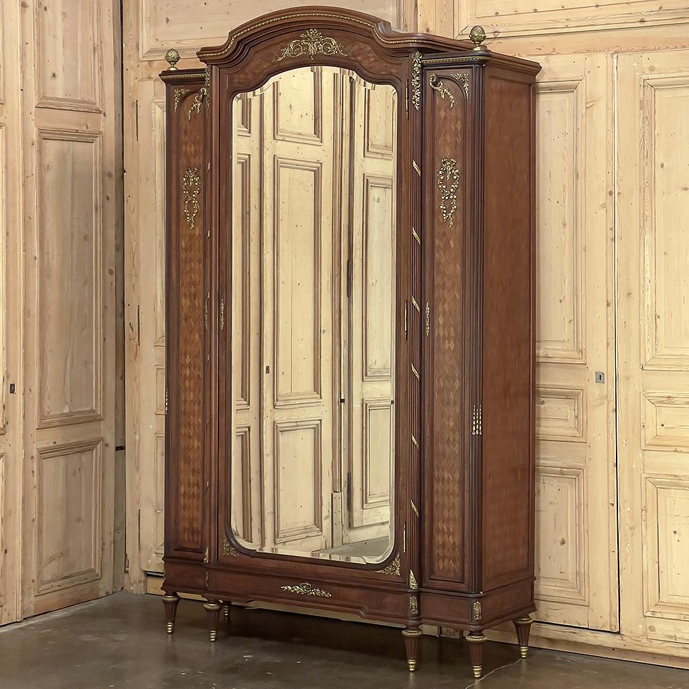 French 19th Century Louis XVI Bronze Mounted Mahogany Armoire by Schmit of Paris For Sale