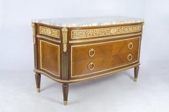 Cómoda Luis XVI del siglo XIX en bronce, madera y mármol de François Linke, Francia