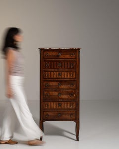 19th Century Louis XVI Brown Wood Chest of Drawers