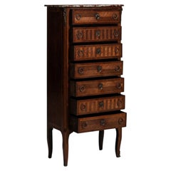 19th Century Louis XVI Brown Wood Chest of Drawers