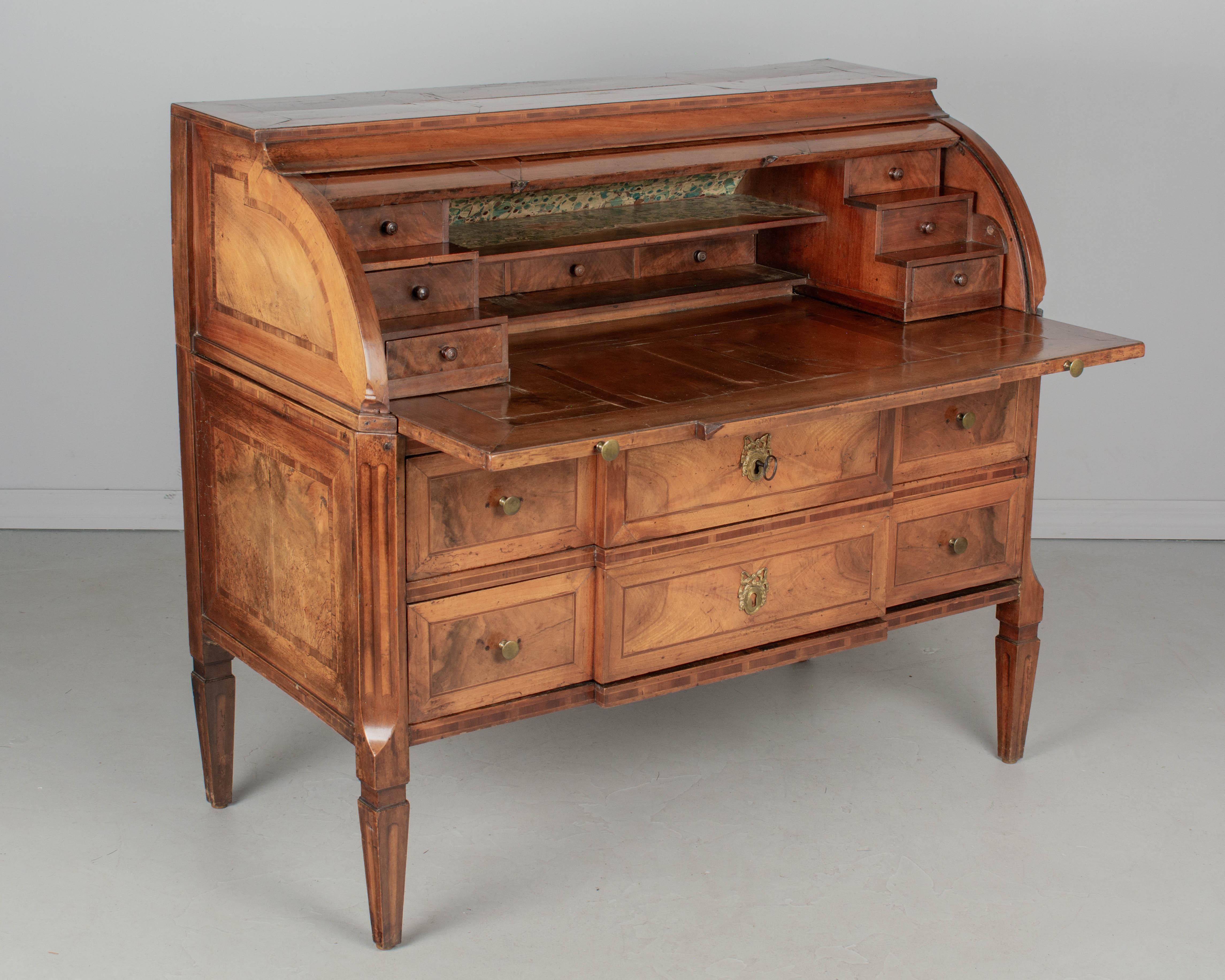 Cast 19th Century Louis XVI Bureau à Cylindre or Roll Top Desk For Sale