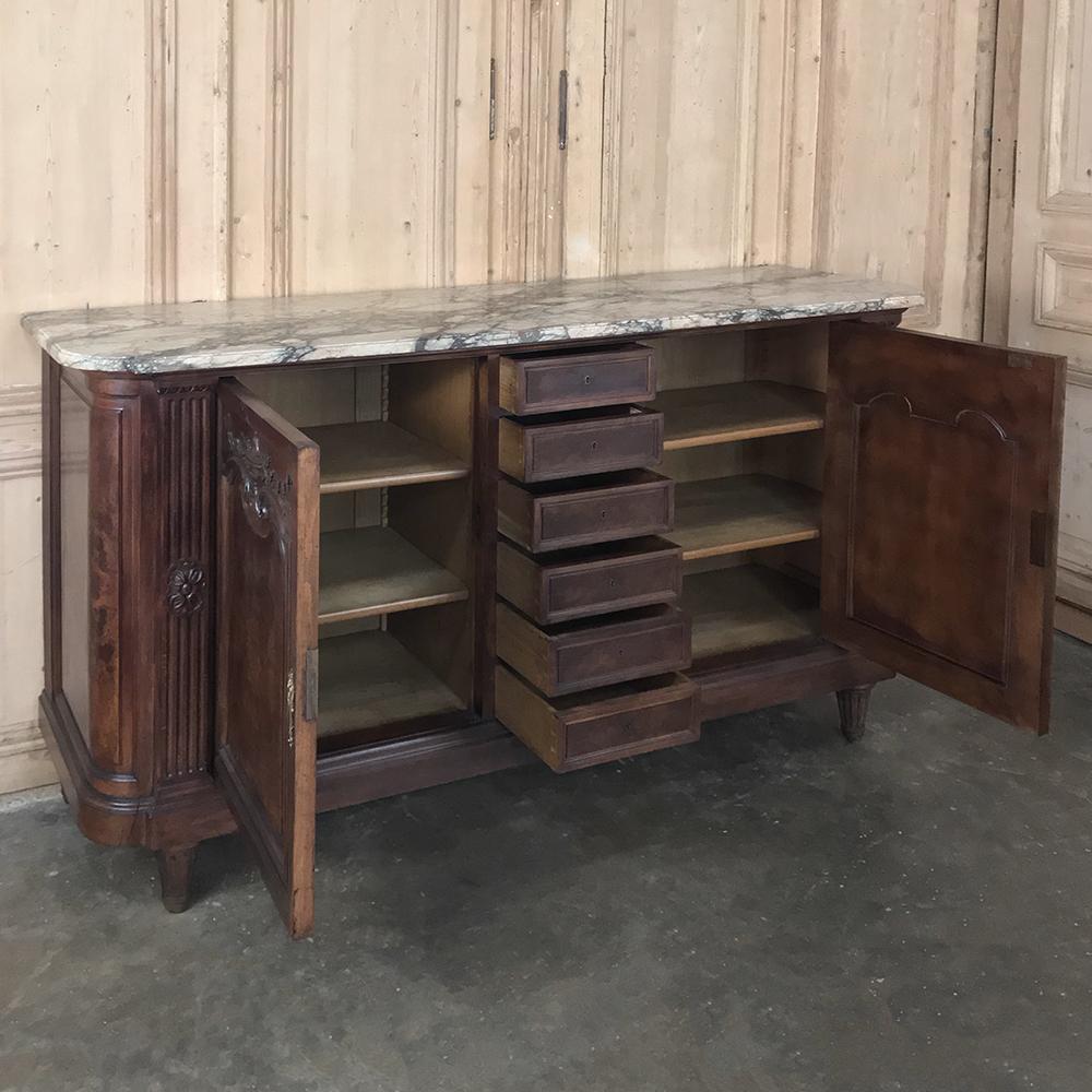 Late 19th Century 19th Century Louis XVI Burl Walnut Marble Top Buffet by Mercier of Paris