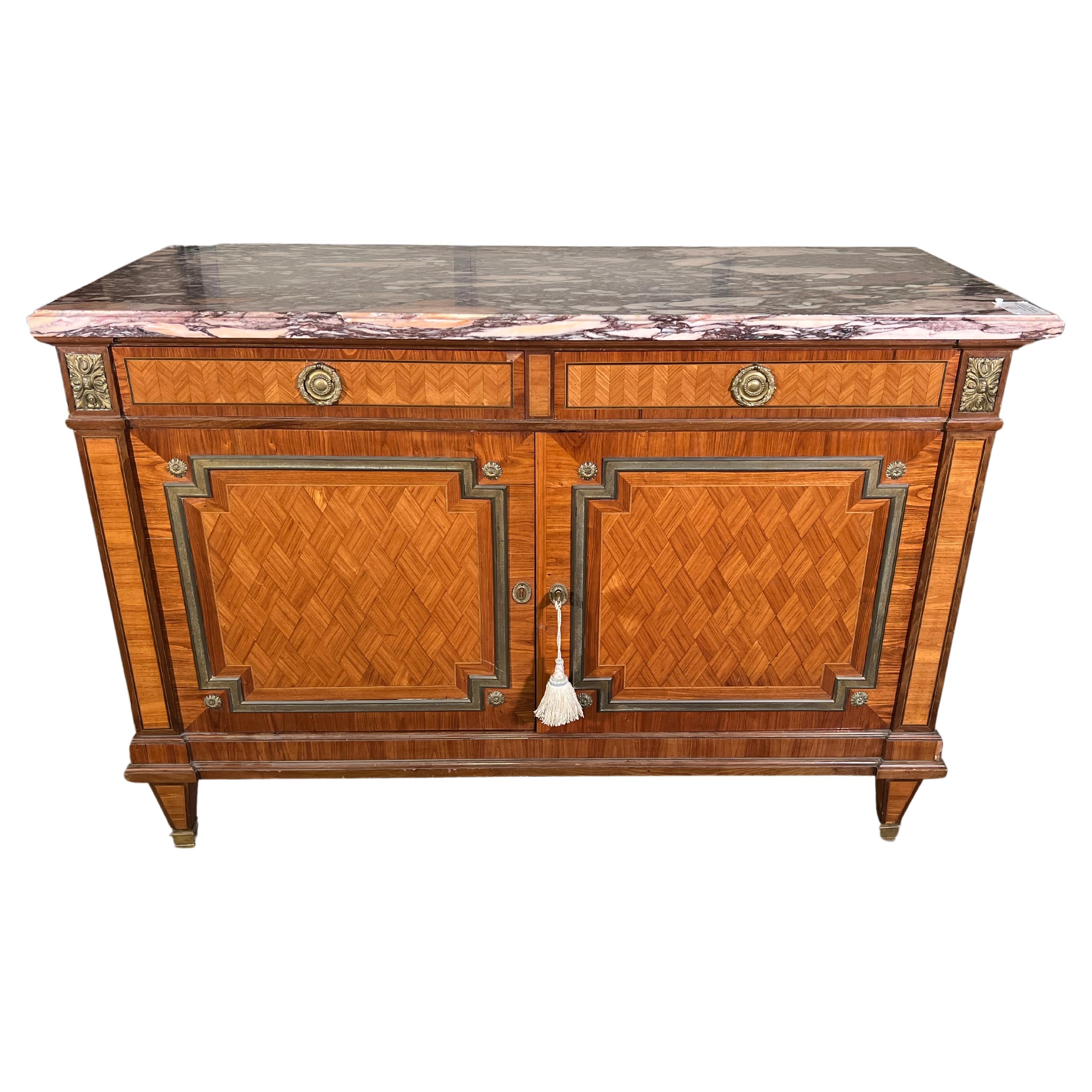 19th Century Louis XVI Cabinet with Lavender Marble Top.  For Sale