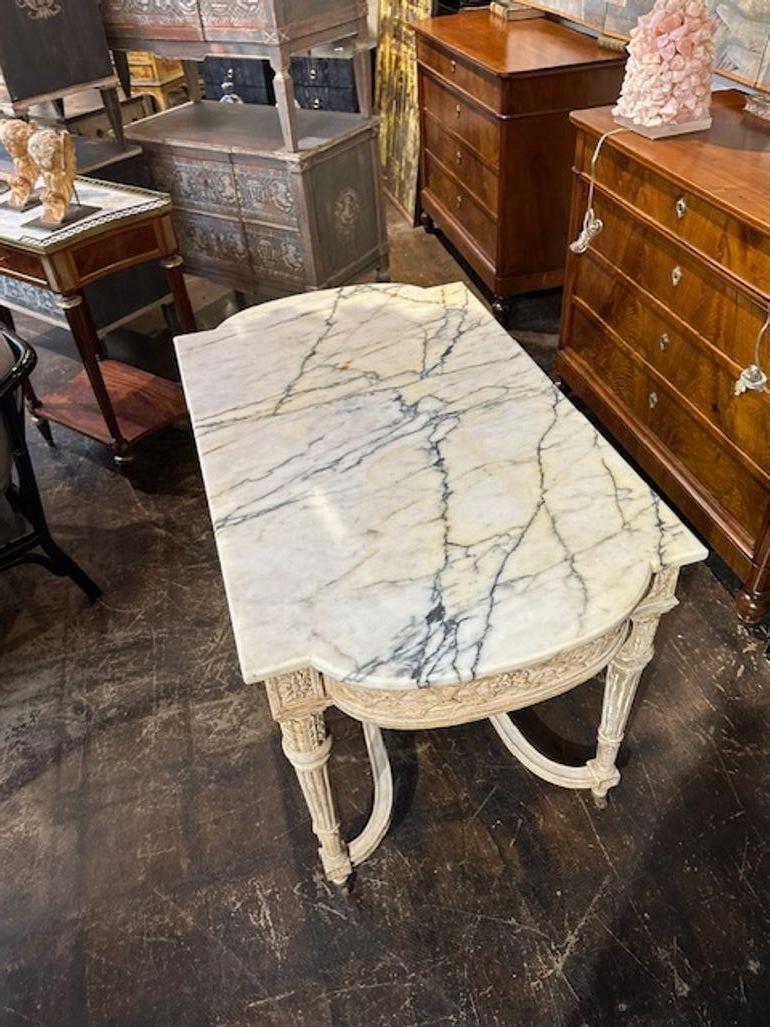 19th Century Louis XVI Carved and Bleached Center Table For Sale 1